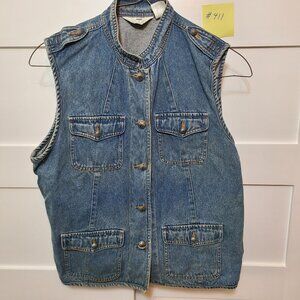 SGS Studio Denim Vest with Decorative Buttons SZ Large